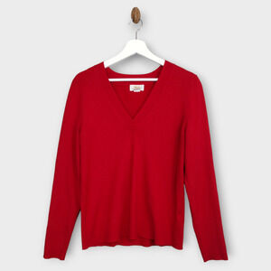 Anthropologie Maeve Sweater Women XL Red Ribbed Knit Long Sleeve Fitted Pullover